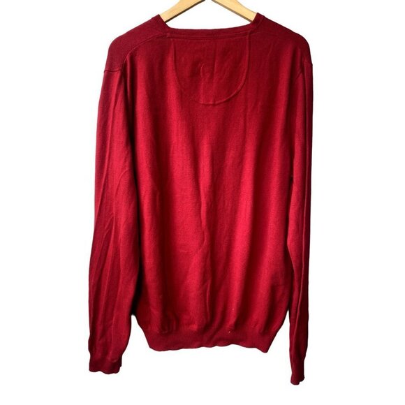 Foxcroft Mens Cotton Cashmere Sweater XXL 2XL Red Grandpa V Neck Quiet Luxury - Picture 4 of 5
